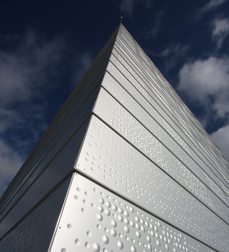 Perforated sheets from RMIG with a pattern of concave and convex forms used for the facade of Oslo Opera House